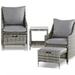 Afuera Living 5-Piece Wicker / Rattan Outdoor Seating Set in Gray