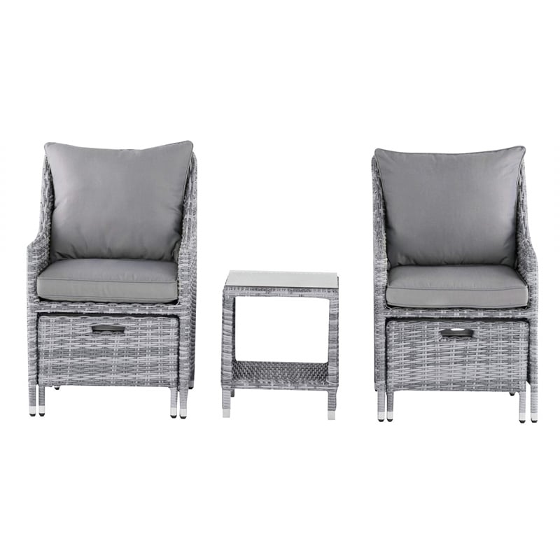 Afuera Living 5-Piece Wicker / Rattan Outdoor Seating Set in Gray