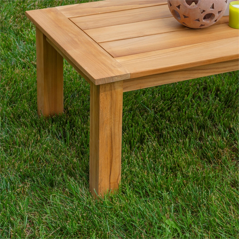 Afuera Living Contemporary Outdoor Teak Wood Coffee Table in Natural