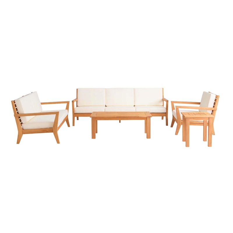 Afuera Living Contemporary Outdoor Teak Wood Coffee Table in Natural