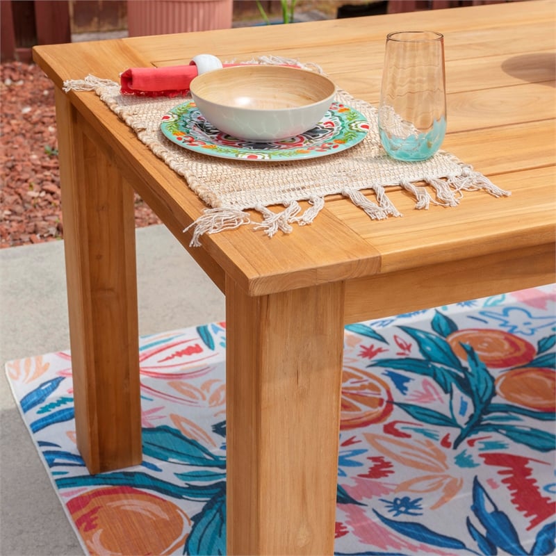 Afuera Living Contemporary Outdoor Teak Wood Dining Table in Natural