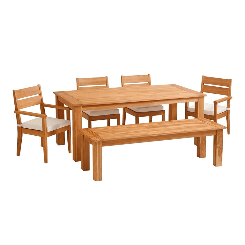 Afuera Living Contemporary Outdoor Teak Wood Dining Table in Natural