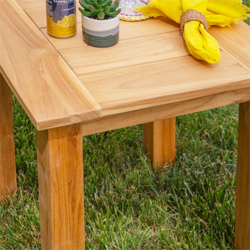 Afuera Living Square Contemporary Wood Outdoor Slatted Top Side Table in Natural