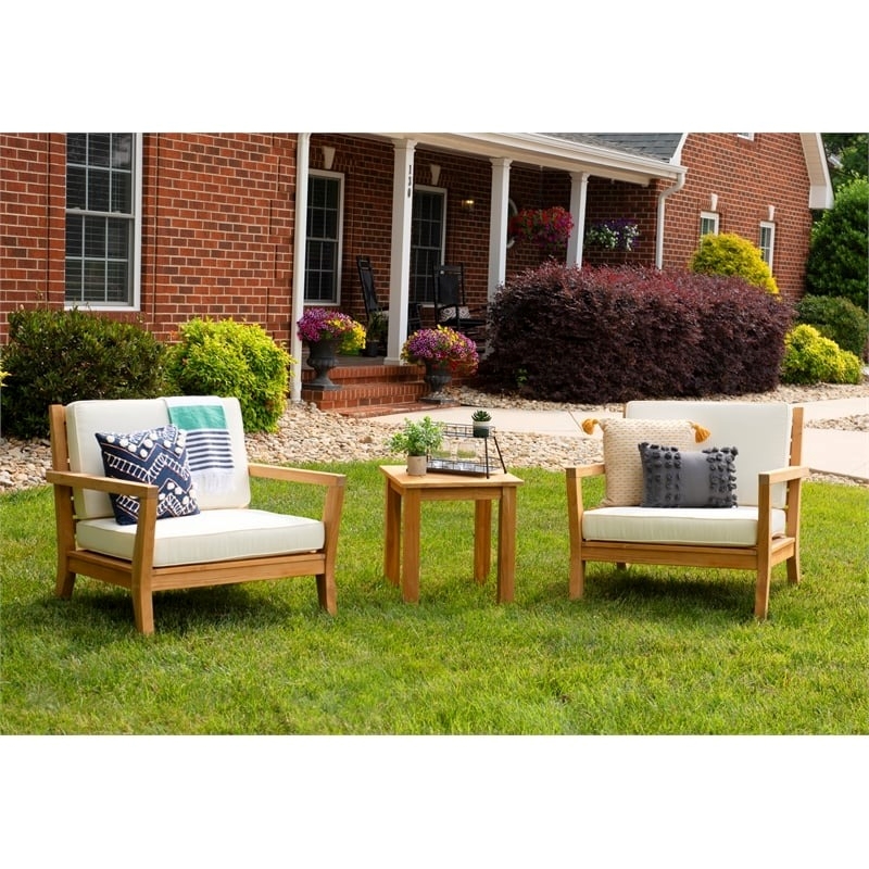 Afuera Living Square Contemporary Wood Outdoor Slatted Top Side Table in Natural