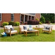 Afuera Living Square Contemporary Wood Outdoor Slatted Top Side Table in Natural