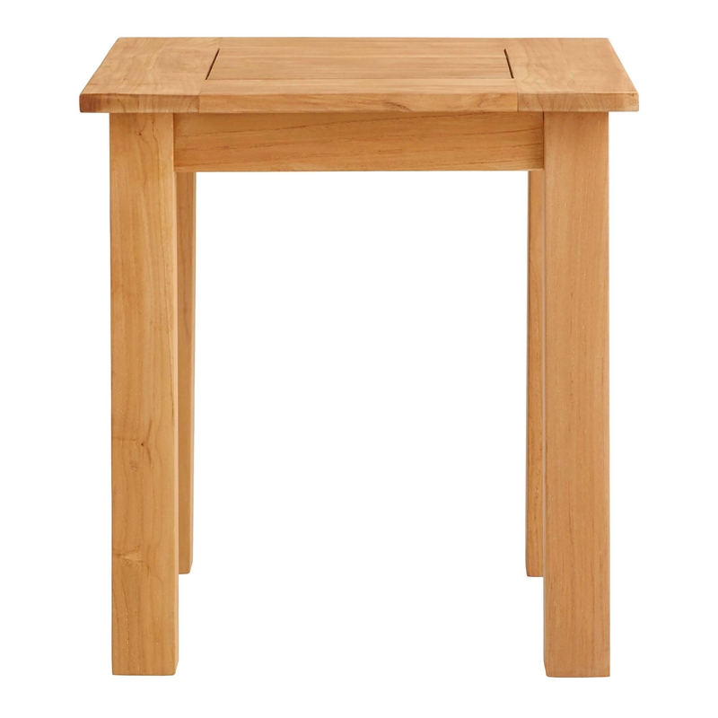 Afuera Living Square Contemporary Wood Outdoor Slatted Top Side Table in Natural