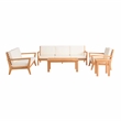 Afuera Living Square Contemporary Wood Outdoor Slatted Top Side Table in Natural