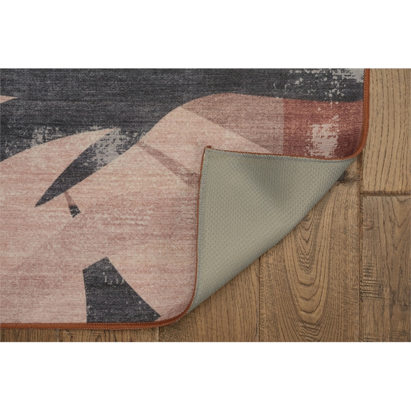Afuera Living Indoor Outdoor Luna Polyester Area 5'x7' Rug in Orange and Cream