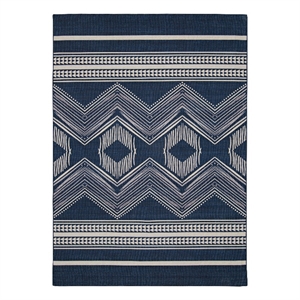 Afuera Living Indoor Outdoor Danton Polyester Area 7'x9' Rug in Navy and Ivory