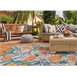 Afuera Living Indoor Outdoor Marin Polyester Area 7'x9' Rug in Ivory and Orange