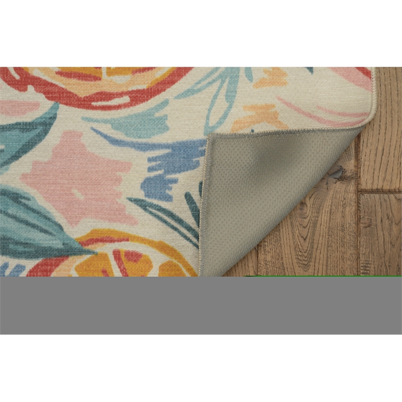 Afuera Living Indoor Outdoor Marin Polyester Area 7'x9' Rug in Ivory and Orange