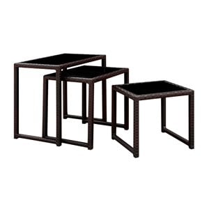 Afuera Living Aluminum and Tempered Glass Patio Nesting Table in Espresso