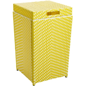 Afuera Living Outdoor Aluminum & Wicker Trash Can in Yellow Finish