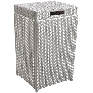 Afuera Living Outdoor Aluminum & Wicker Outdoor Trash Can in Gray