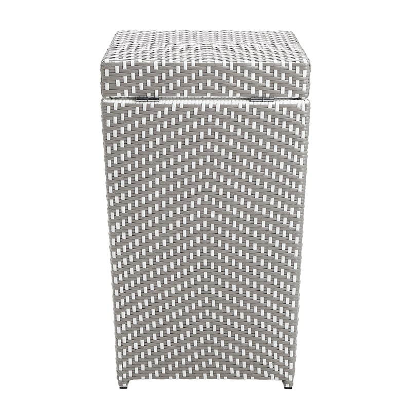 Afuera Living Outdoor Aluminum & Wicker Outdoor Trash Can in Gray