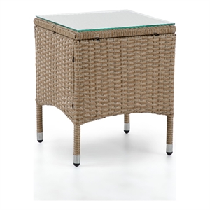 Afuera Living Transitional Wicker / Rattan Outdoor End Table in Natural