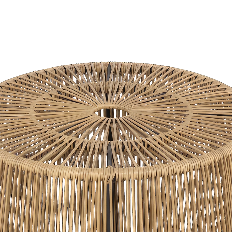 Afuera Living Outdoor Round PE Wicker / Rattan Natural Coffee Table