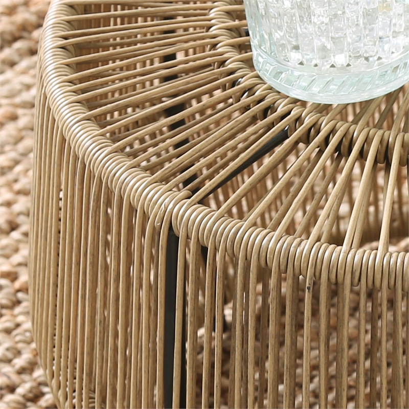 Afuera Living Outdoor Round PE Wicker / Rattan Natural Coffee Table