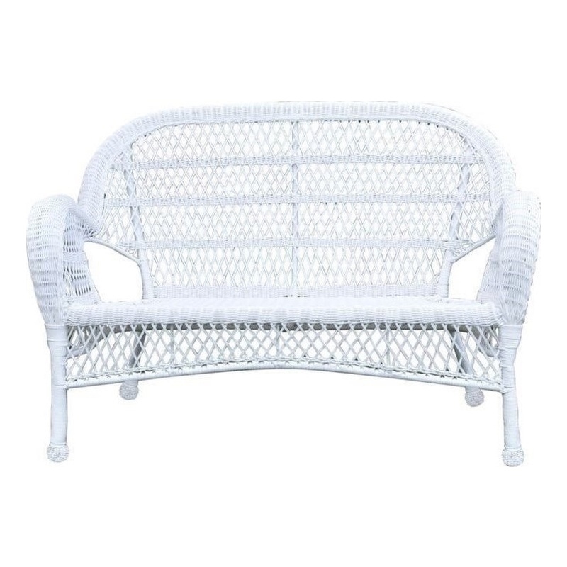 Afuera Living Country/Cottage Wicker Patio Loveseat in White