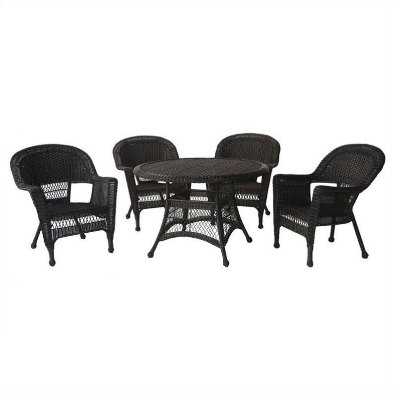 Afuera Living Country/Cottage 5 Piece Wicker Patio Dining Set in Espresso