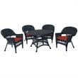 Afuera Living Country/Cottage 5 Piece Wicker Patio Dining Set in Black and Red