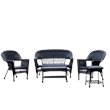 Afuera Living 5 Piece Resin Wicker Modern Patio Sofa Set in Black