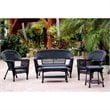 Afuera Living 5 Piece Resin Wicker Modern Patio Sofa Set in Black
