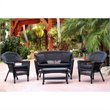 Afuera Living 4pc Wicker Conversation Set in Black with Black Cushions