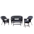 Afuera Living 5pc Wicker Conversation Set in Black with Black Cushions
