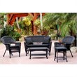 Afuera Living 5pc Wicker Conversation Set in Black with Black Cushions