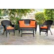 Afuera Living 4pc Wicker Conversation Set in Espresso with Brick Orange Cushions