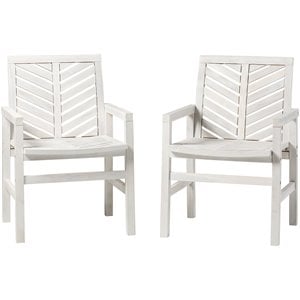 Afuera Living Vincent Solid Wood Patio Chair in White Wash (Set of 2)