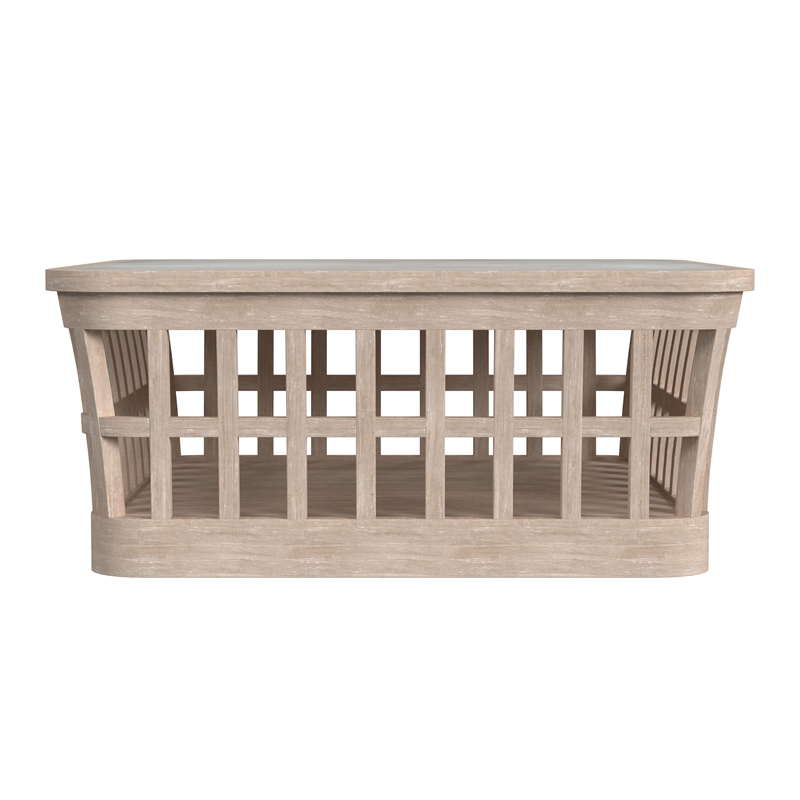 Afuera Living Outdoor Teak and Marble Coffee Table - Natural