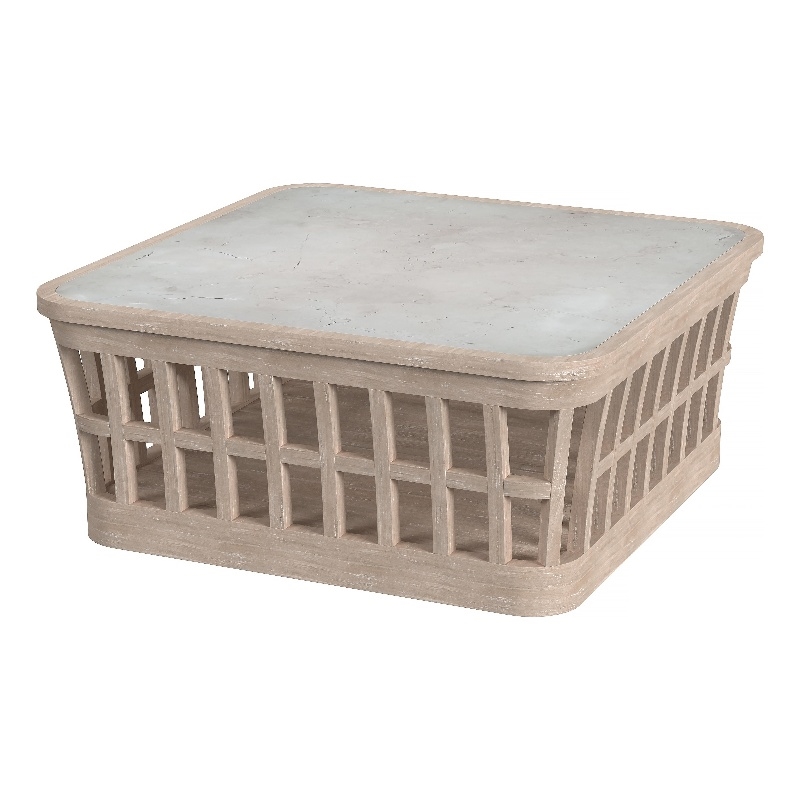 Afuera Living Outdoor Teak and Marble Coffee Table - Natural