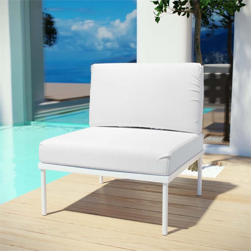 Afuera Living Modern Fabric Padding Patio Armless Chair in White
