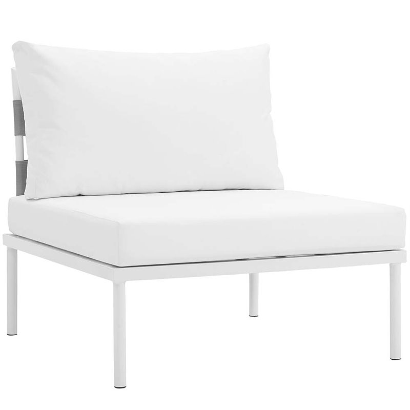 Afuera Living Modern Fabric Padding Patio Armless Chair in White