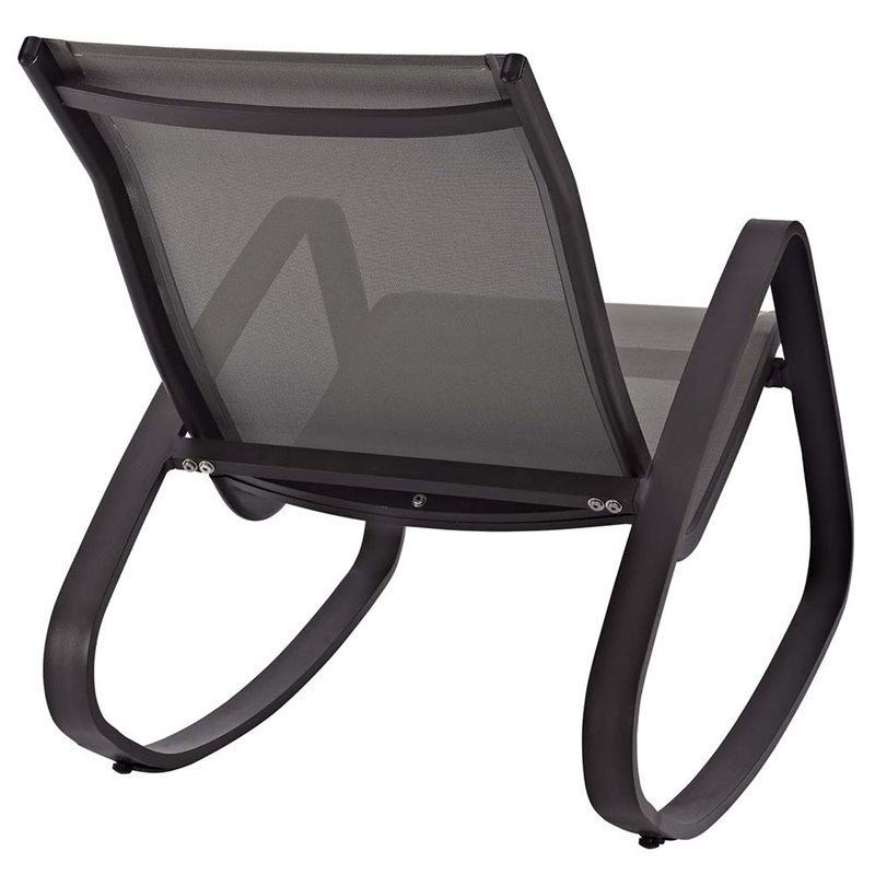 Afuera Living Modern Mesh Sling Patio Rocker in Black Finish