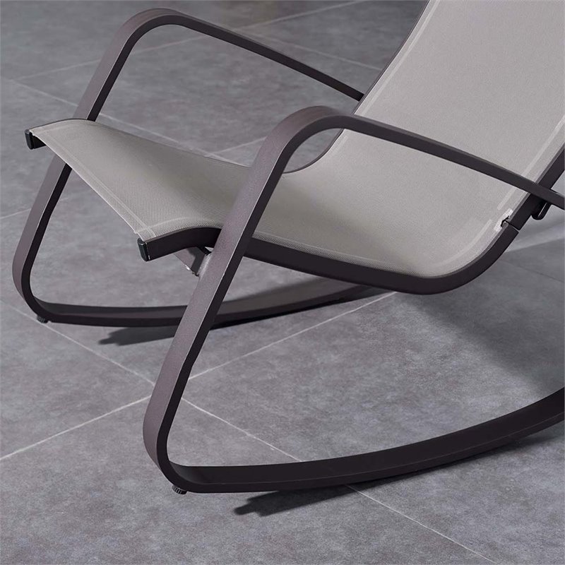 Afuera Living Modern Mesh Sling Patio Rocker in Black Finish