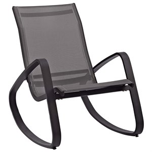 Afuera Living Modern Mesh Sling Patio Rocker in Black Finish