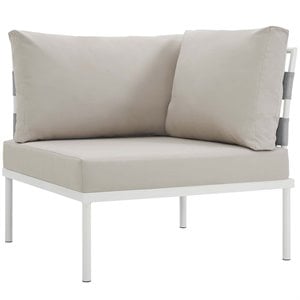 Afuera Living Modern Fabric Patio Corner Chair in Beige/White