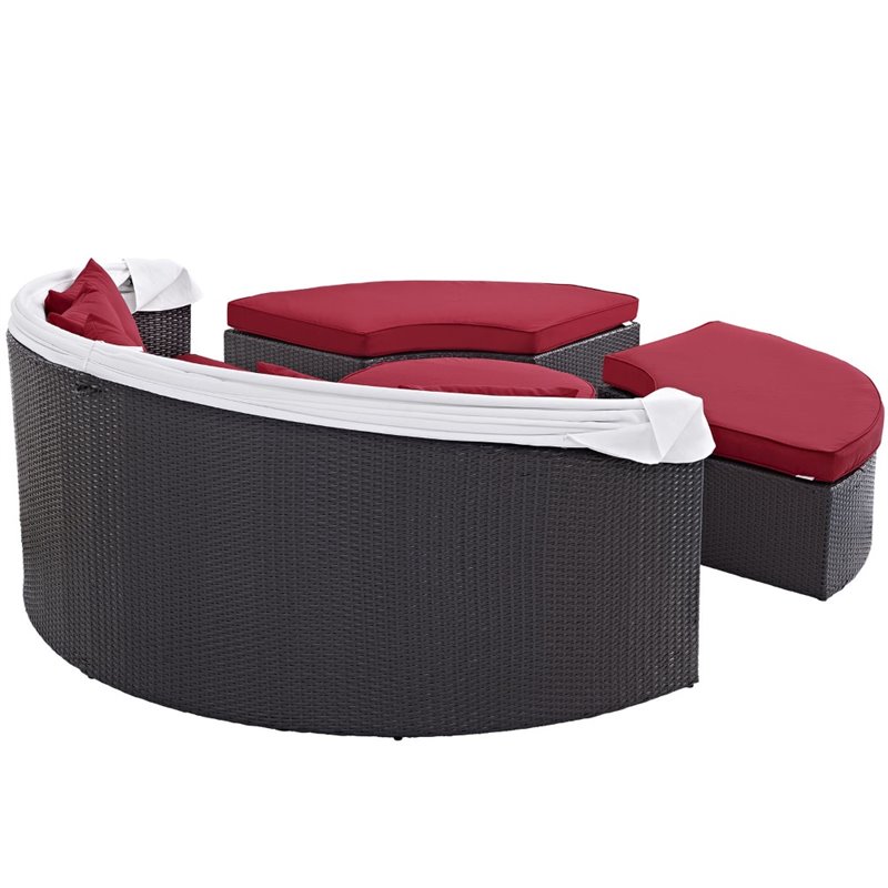 Afuera Living Patio Canopy Daybed in Espresso and Red Finish