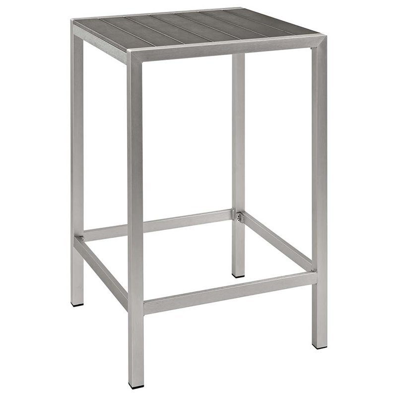 Afuera Living 3 Piece Patio Pub Set in Silver and Gray Finish