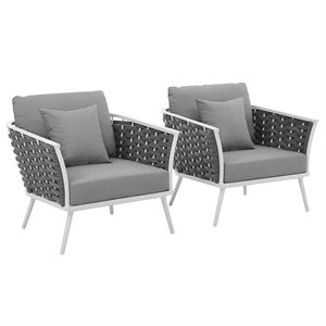 Afuera Living Patio Chair in White and Gray Finish (Set of 2)