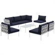 Afuera Living 8-Piece Modern Fabric Patio Sectional Set in Navy