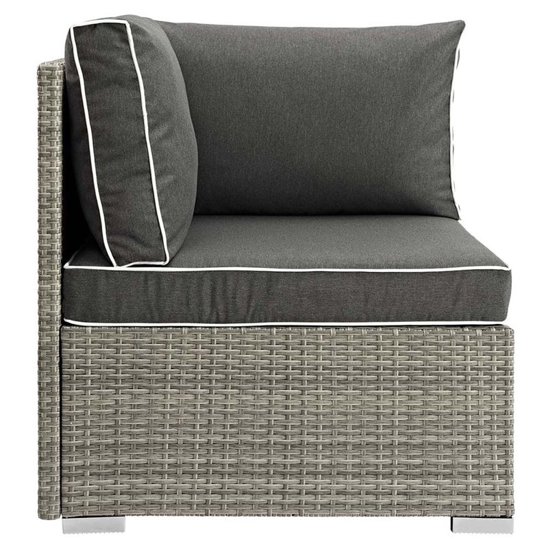 Afuera Living Patio Corner Chair in Light Gray and Charcoal Finish