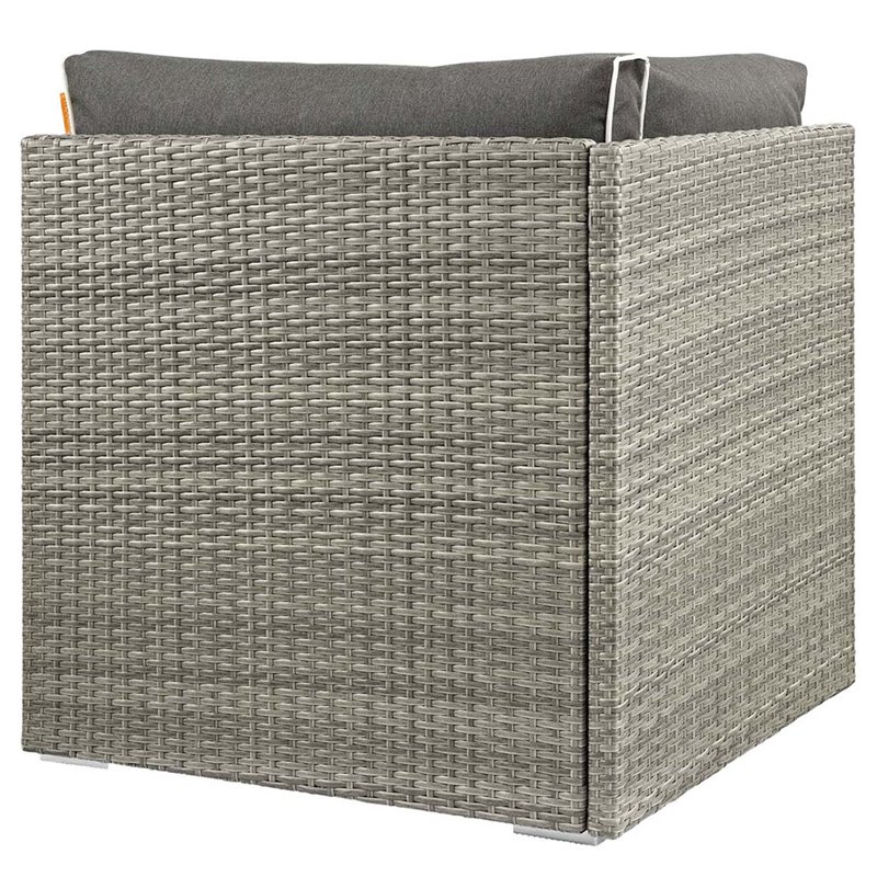 Afuera Living Patio Corner Chair in Light Gray and Charcoal Finish