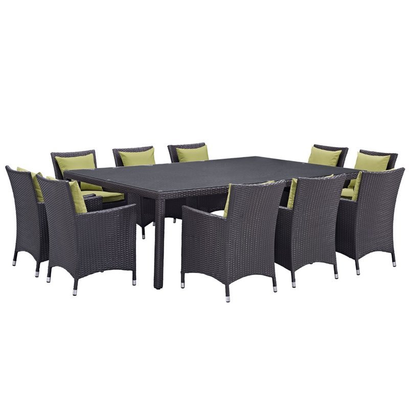 Afuera Living 11-Piece Modern Rattan Patio Dining Set in Espresso