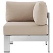 Afuera Living Modern Fabric/Aluminum Outdoor Corner Arm Chair in Beige/Silver