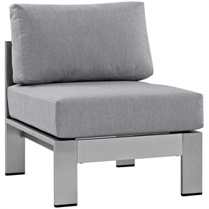 Afuera Living Modern Fabric/Aluminum Outdoor Armless Chair in Gray/Silver