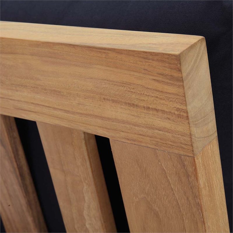 Afuera Living Modern Wood Outdoor Teak Armless Chair in Natural/Navy